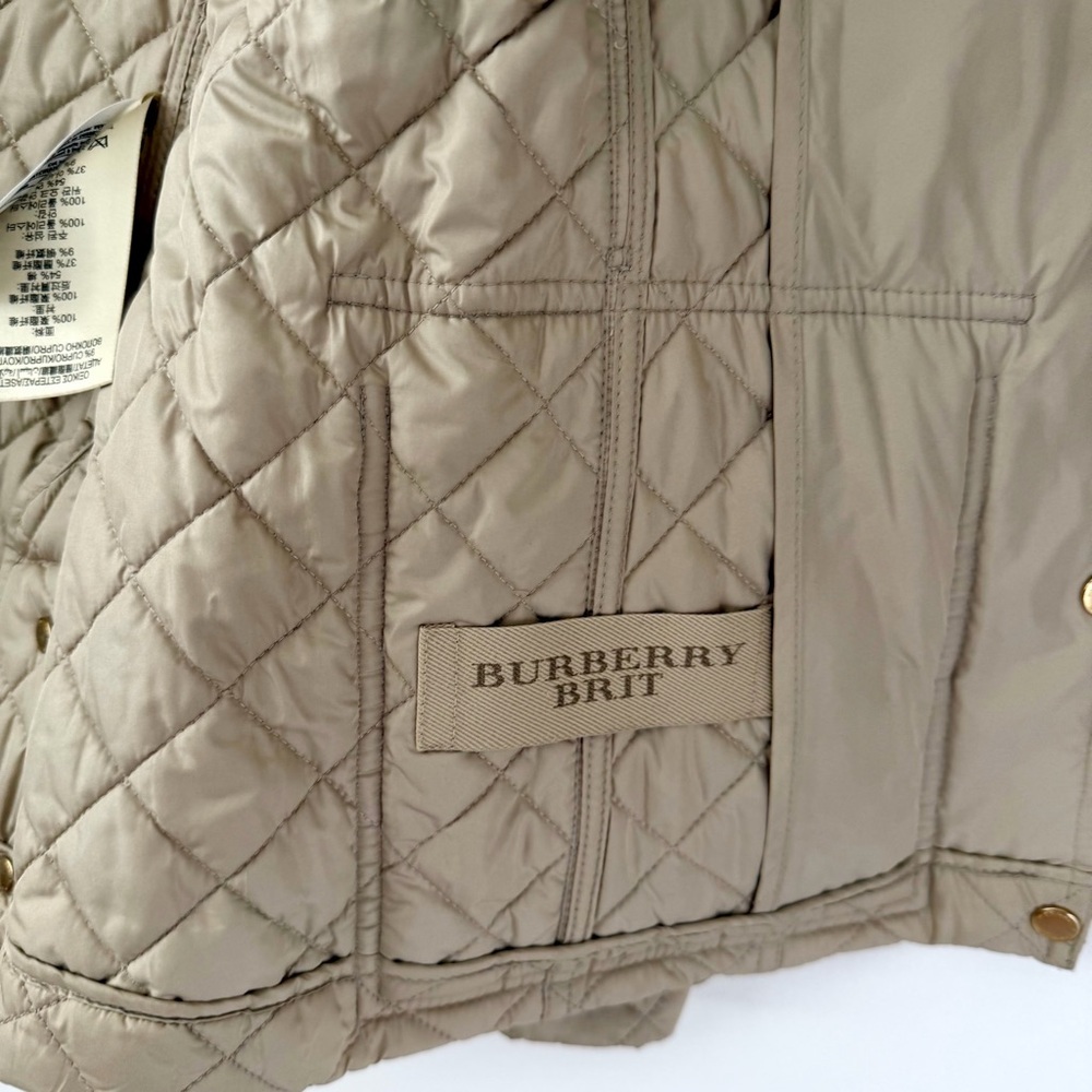 BURBERRY BRIT | Beige Tan Quilted Belted Jacket Gold Hardware XS - Picture 9 of 13